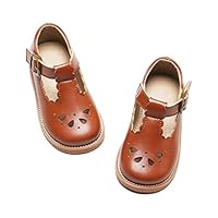 Felix & Flora Toddler Little Girl Brown Mary Jane Dress Shoes - Ballet Flats for Easter Flower Girl Party School Shoes（Brown,6 Toddler