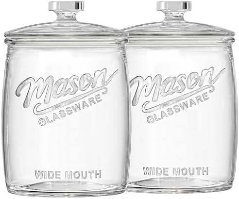 Folinstall 2 Pack 1 Gallon Glass Cookie Jar, Large Glass Jar with...