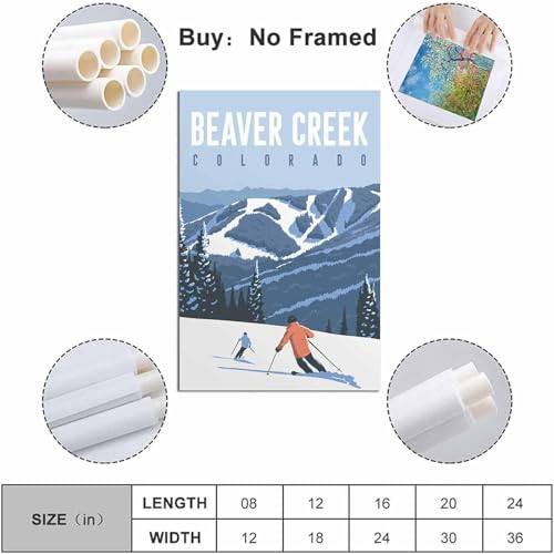 cgltd Leinwanddrucke Beaver Creek Colorado Ski Vintage Reiseposter Gemälde Wandkunst Wandbild Leinwand Dekorative Gemälde Ungerahmt – Bild 3