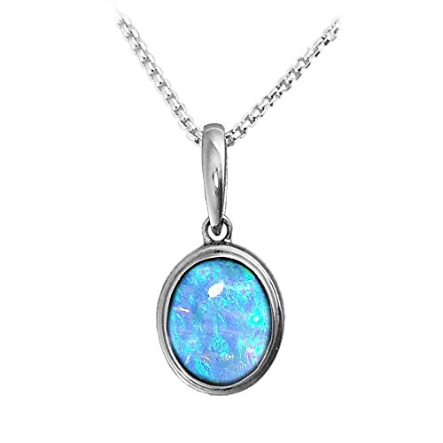 Pendentif opale bleue, ovale, argent sterling, couleurs vives Cover