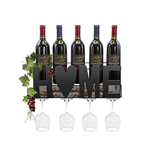 Porte-bouteille décoration maison pour ranger 5 bouteilles et suspendre vos verres à pied