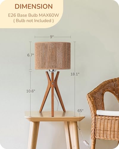 Lámpara de Mesa EDISHINE 17.5" con Pantalla de Papel Tejido miniatura 5