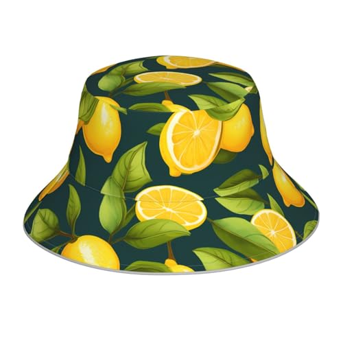 YYHWHJDE WHJSHOP Chapeau cloche réfléchissant imprimé citron fruit respirant pour homme et femme pour voyage, camping
