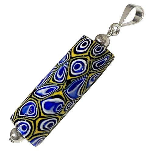 ヴェネチア とんぼ玉 アンティークビーズ SILVER925 ペンダントトップ ミルフィオリ ベネチア トレードビーズ ペンダントヘッド Antiquebeads ハンドメイドビーズ トンボ玉 アフリカ エスニック柄 マーブル TYPE 15