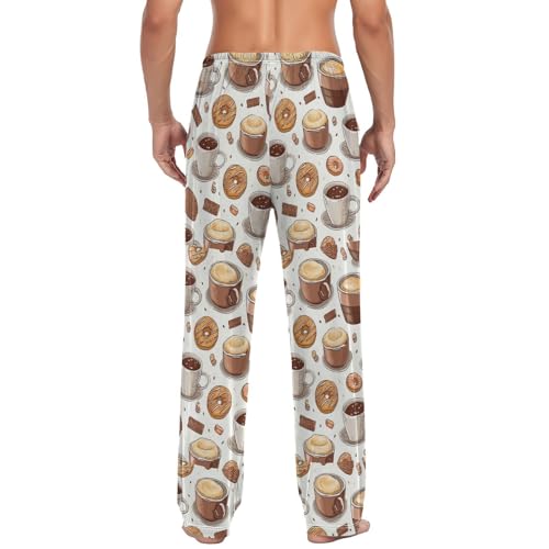 ALAZA Macaroon Coffee Men's Pajama Pants Lounge Pants Sleep Pajama Pant Bottoms2