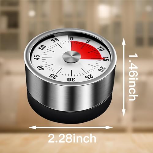 Image of Kitchen Timers for Cooking, Magnetic 60 Minute Mechanical Wind Up Timer Manual with Loud Alarm and Stainless Steel Body for Chef Home Baking Cooking Oven Salon