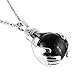 BEADNOVA Healing Natural Black Onyx Gemstone Necklace Crystal Ball Pendant Necklace with Stainless Steel Chain 18 Inches