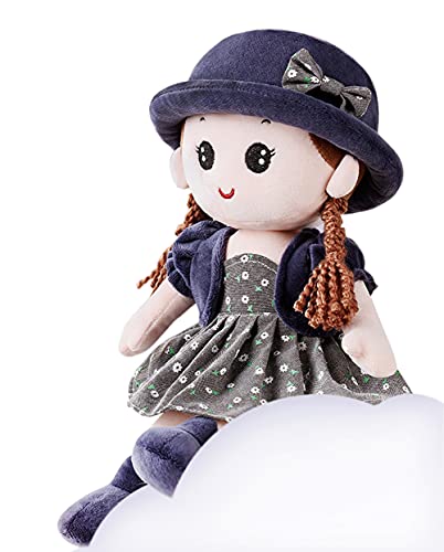 Adorable Baby Girl Rag Doll Soft Cuddly Ragdoll Princess Doll with Removable Dress & Hat Soft Stuffed Plush Toy Dolls for Girls Age 0+, First Doll Baby Shower Present Girl Birthday Christening Gift