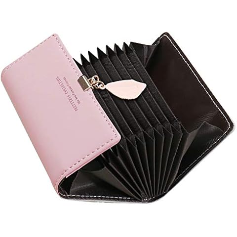 SAMKING Tarjetero de Cuero con Bloqueo RFID y Cremallera Rosa Cover