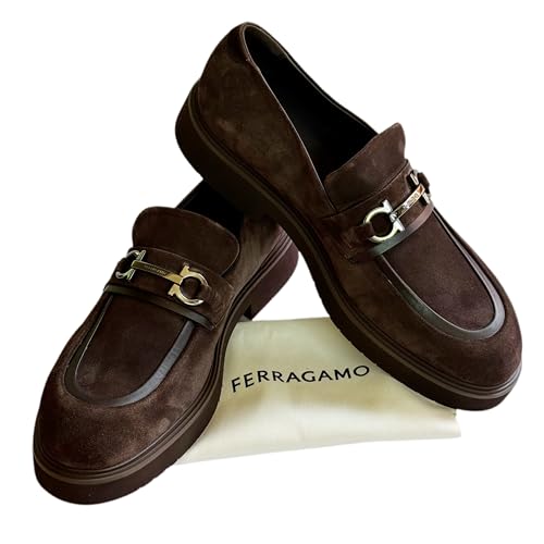 Fiorello Suede Loafer Men's Dress Shoes Strap Brown Gancini Buckle (Salvatore2