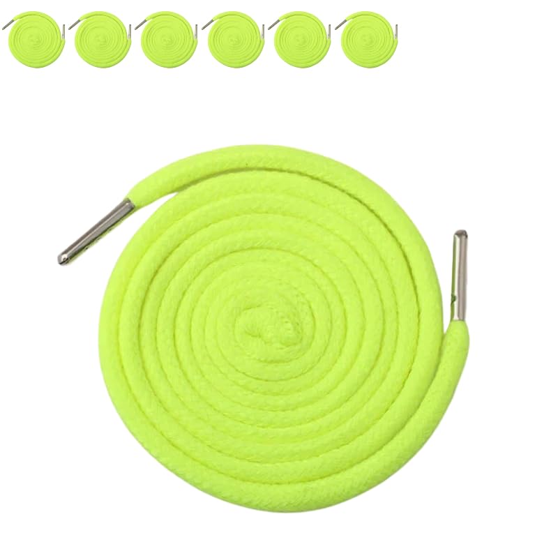6 pieces Fluorescent Yellow Drawstring 1.3M Polyester Drawstring Cord Replacement with Metal Closure Ends for Hooded Sweatshirt/Trousers/Shoes