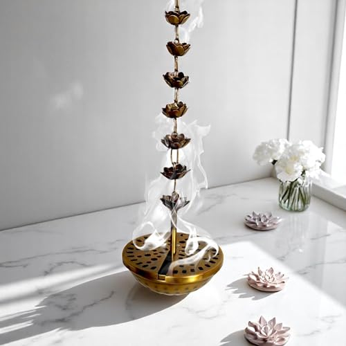 Image of Flower Hanging insence Burner | Dhuna Loban Burner Dhooni Dhoop Dhuni |Hanging Dhoop Batti Agardan Hanging Decor (Pack of 1) (Brass Antique)
