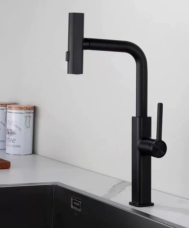 Robinet de cuisine cascade noir pour simplifier la préparation des repas