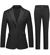 Lamgool Women Suit 2 Pieces Set One Button Lady's Business Formal Peak Lapel Blazer and Pants for...