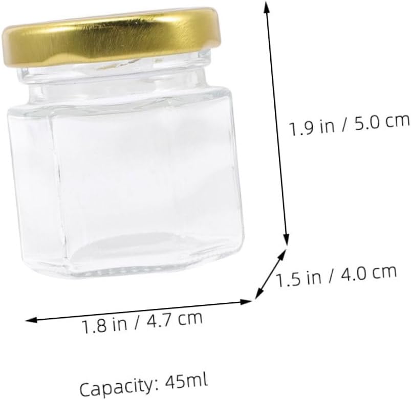 24pcs Hexagon Jam Jars Sealed Multi Use Honey Containers with Smooth Surface for Storing Syrup Loquat Paste and More Transparent Design for Observation