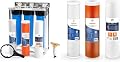 Aquaboon 3-Stage Whole House Water Filter System with 5 Micron 20x4.5 Reducing Sediment and KDF Heavy Metals Water Filter Purification Cartrige with Replacement Set