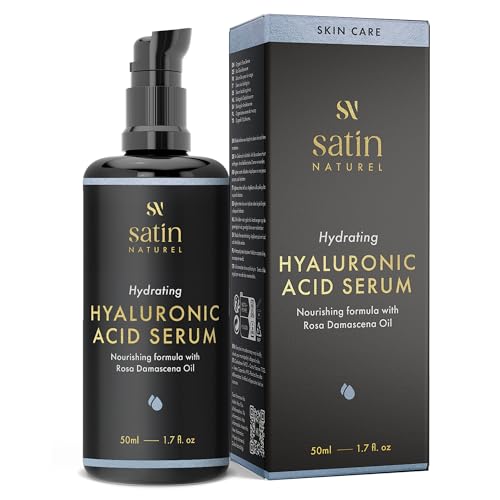 Satin Naturel Hyaluron Serum Hochdosiert 50ml – Bio Hyaluronsäure Serum Gesicht – Anti-Aging Feuchtigkeitsserum – Vegan – 24h Feuchtigkeit – Gesichtspflege für Frauen und Männer