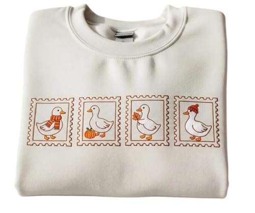 Embroidered Ghost Duck Halloween Sweatshirt, Cute Duck Stamp Crewneck, Funny Spooky Season Shirt, Cozy Fall Pullover, Ghost Ducks Sweater Gift Multi