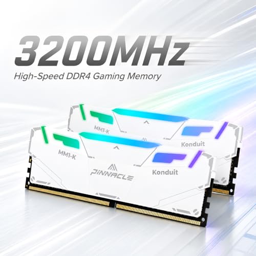 Image of Timetec Pinnacle Konduit RGB DDR4 3200MHz PC4-25600 CL16-18-18-38 XMP2.0 Overclocking 1.35V Compatible for AMD and Intel Desktop Gaming PC Memory Module RAM (RGB White, 64GB KIT(4x16GB))