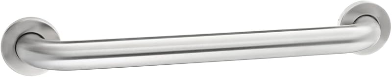 Amazon Basics Barra de seguridad para baño, 18 pulgadas de largo, 1.5 pulgadas de diámetro, mango para discapacitados, prevención de caídas en bañera y ducha, soporta hasta 500 libras, cumple con ADA, acero inoxidable cepillado