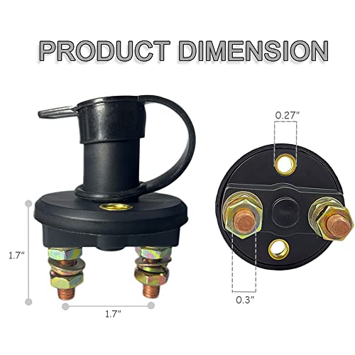 Battery Disconnect Isolator Switch & Installation Set - Dc 12V/24V Cut Off Power Kill Master Switch Replacement Part #TOP1