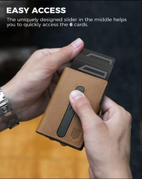 DODENSHA Pop Up Wallet Card Holder with Cash Pocket, Men's Genuine Leather Slim Credit Card Holder - Image 3
