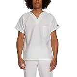 ScrubZone Unisex V-Neck Scrub Top, White, 4X-Large