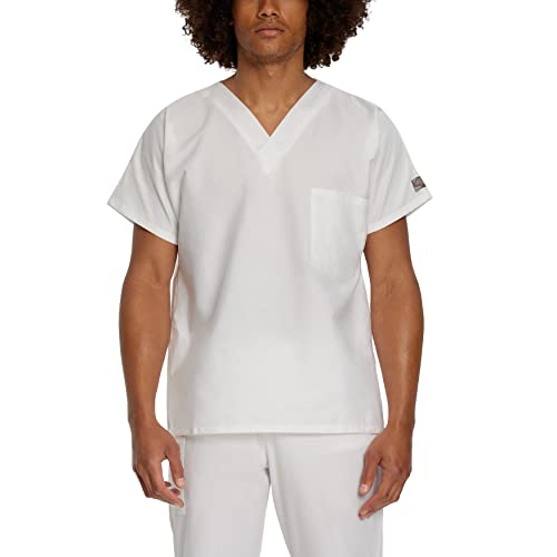 Landau Scrub Zone Unisex Relaxed Fit 1-Pocket V-Neck Scrub Top 71221 White
