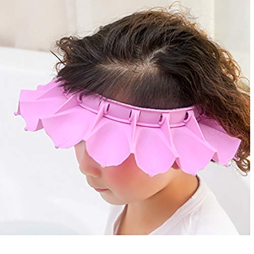 Baby Shower Cap Baby Silicone Shampoo Shower Bathing Cap Adjustable Visor Hat Safe Shampoo Shower Bathing Protection Bath Cap, for Toddler Baby Kids Children (Pink)