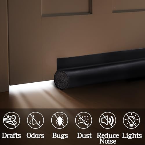 MAXTID Door Draft Stopper 36 Inch Black Adjustable Door Draft Blocker Front Door Draft Guard for Bottom of Doors Weather Stripping Door Seal Strip