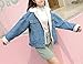 Omoone Women's Vintage Lapel Sherpa Fleece Lined Loose Fit Thicken Denim Jacket (Light Blue, XL)