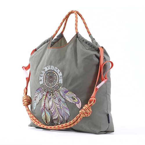 Ball&Chain Embroidery Initial Nylon Tote Bag,Personalized Present Suitable for Travel,Beach,is a Great Gift Women, Mom2