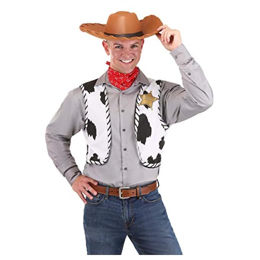 Disguise Men's Disney Pixar Toy Story and Beyond Woody Adult Costume Kit, Yellow/Black/White/Brown, One Size