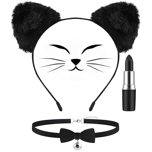 Mysense Black Cat Costume Accessories for Women Girls,Furry Cat Ears
