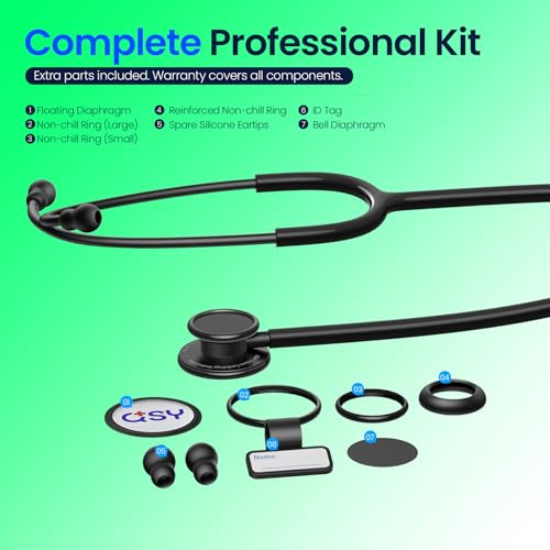 Lightweight Stethoscope, Dual-Frequency Diaphragm, Bell & Diaphragm & Pediatric Diaphragm, Noise-Reducing Silicone Ear Tips, Ideal for Doctors, Nurses, Students Use - Stethoscope Accessories