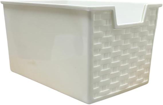 3 Tier Rattan Drawers - Multipurpose Storage Organization, Modular Medium Storage Tower For Home, Office, Garage, White Desktop Drawer, Rattan Effect 48cm Height x 25cm Depth x 19cm Width (1)