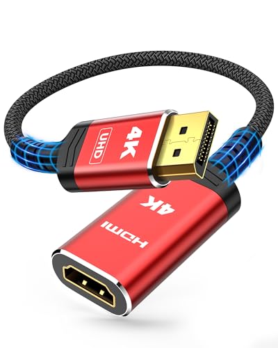 Image of Highwings 4K DisplayPort to HDMI Cable Adapter, DP to HDMI Cable Uni-Directional UHD (2K 60Hz, 1080p 120Hz), Display Port Male to HDMI Female Passive, Monitor Converter for Computer, GPU, AMD, NVIDIA