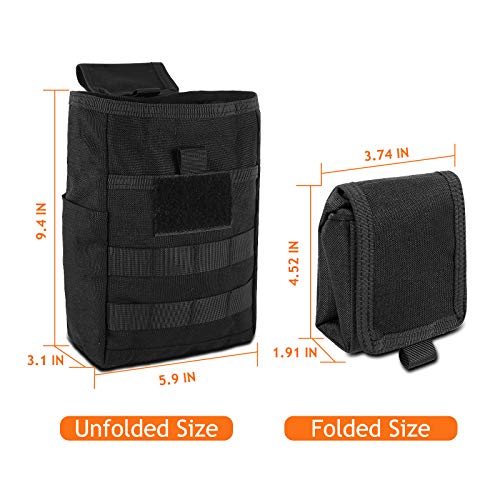 Cs Force Molle Dump Pouch, Drawstring Magazine Mag Dump Pouch, Tactical Roll Up Folding Utility Pouch Waist Bag, 1000D Nylon, Black #TOP5