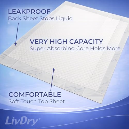 LivDry Bed Pads Disposable Adult, Extra Large 30" x 36" High Capacity Leakproof Incontinence Underpads, Absorbent Waterproof Chux Pads, 30 Count by LivDry - Image 3