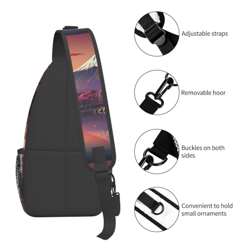 Mochila bandolera de viaje con estampado Fuji Japón miniatura 5