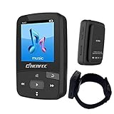 16GB Bluetooth MP3 Player, Sports Clip Hi-Fi Sound Music Player with FM Radio, Pedometer, 1.5 Inch OLED Screen, Support Micro SD Card up to 64GB, Black