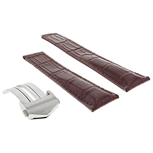 19Mm Leather Strap Band Compatible With Tag Heuer Carrera Twin Time Calibre 7 Watch Brown #TOP1