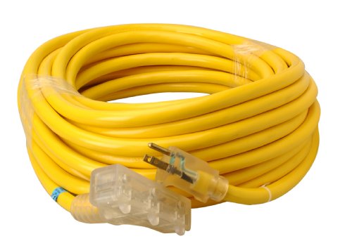 Coleman Cable 43888802 0 SJTW Heavy Duty Extension Cord, 10 Awg, 50 Ft, Foot, Yellow