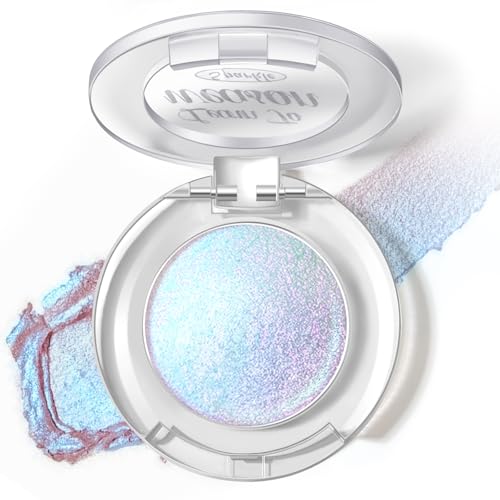 HOSAILY Holographic Duochrome Blue Glitter Eyeshadow, Color Shift Metallic Shimmer Eyeshadow Palette, Chameleon Sparkle Inner Corner Eye Highlighter, Iridescent Eye Shadow Palette Fairy Makeup#04