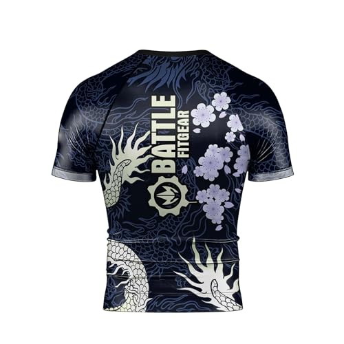 Dragon Men's Rash Guard Shirts Short Sleeve, Baselayer Compression Shirt for Jiu Jitsu MMA4