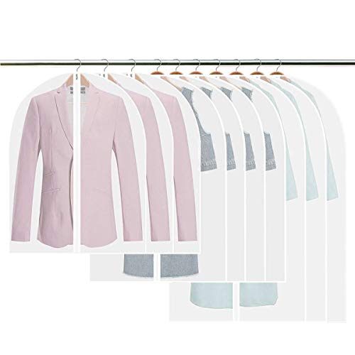 DoGeek 10 pcs Transparentes Fundas de Ropa Abrigos Cierre de Cremallera Bolsa Portatrajes Protegen del Polvo 80 x 60 cm*3 und 100 x 60 cm*4 und 130 x 60 cm*3