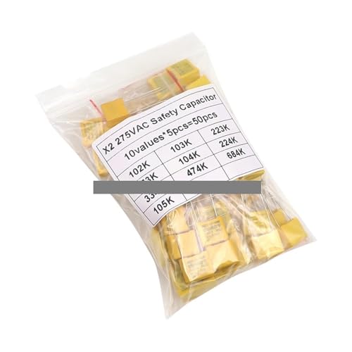 Kit 50 condensateurs polypropylène 275VCA assortiment 10 valeurs