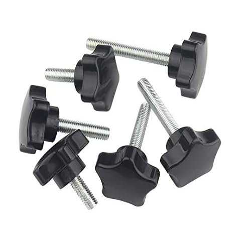 ANSIEDIO Perilla de Estrella Negro Baquelita Acero Carbono Tornillos de Mano Moleteado M8×70mm,5 pcs Cover