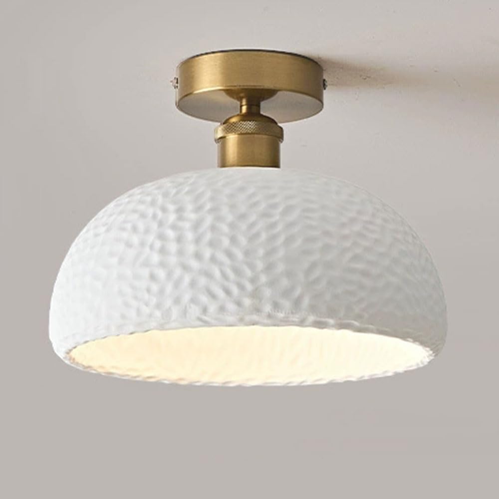 LYMSXAZOU Minimalist Hallway Light, Nordic Style Balcony Semi Flush Mount Ceiling Light Elegant Girl's Room E26 Fixtures Japanese Entryway Metal Base for Modern Bedroom