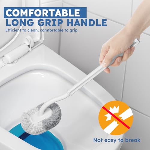 Image of Toilet Brush, 2 Pack Toilet Brush and Holder Set with Durable Curved BristlesToilet Scrubber, Toilet Bowl Brush with Extra Long Handle,Toilet Cleaner with Caddy for Bathroom Deep Cleaning